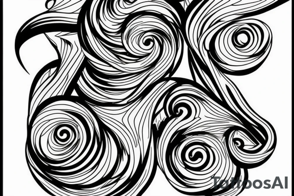 A long tornado with lightings and souls. tattoo idea