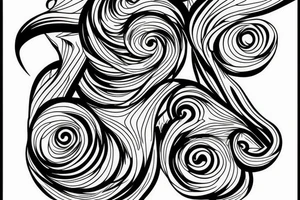 A long tornado with lightings and souls. tattoo idea