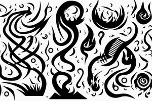 A long tornado with lightings and souls. tattoo idea