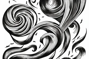 A long tornado with lightings and souls. tattoo idea