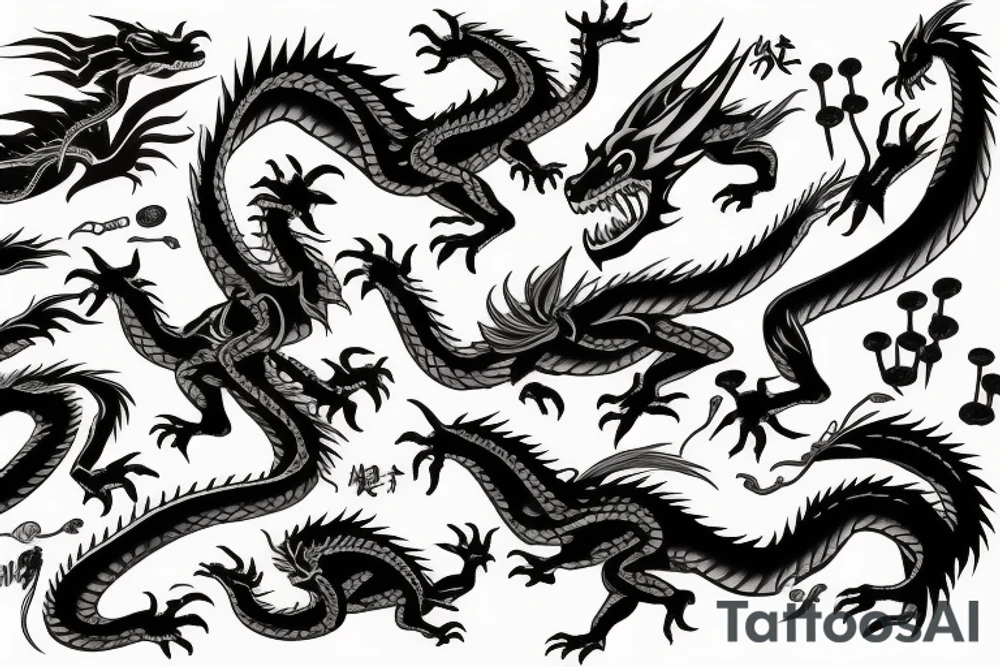 dragon fighting tattoo idea