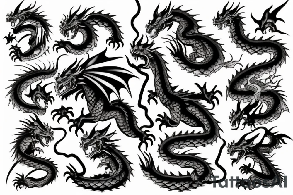 dragon fighting tattoo idea