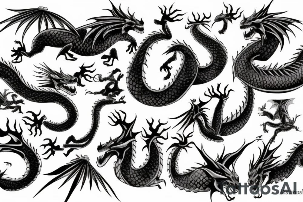 dragon fighting tattoo idea