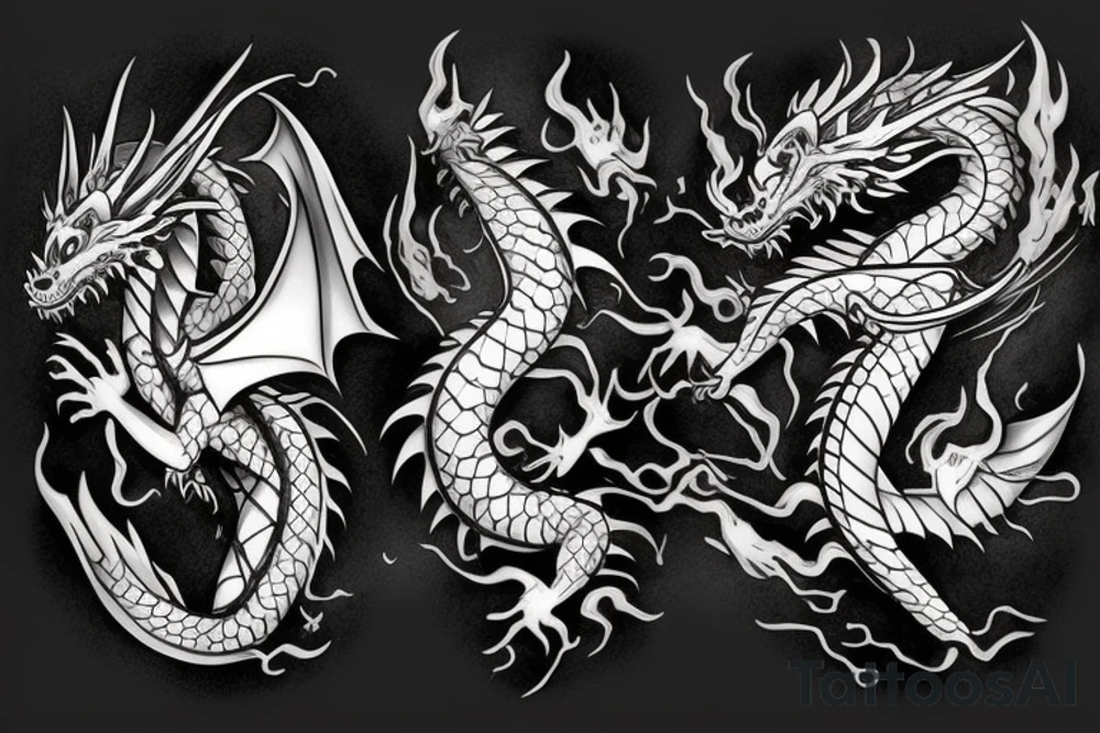 dragon fighting tattoo idea