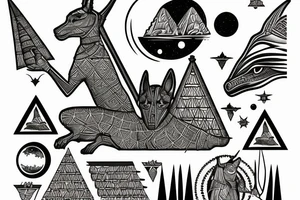 Anubis with the pyramids and the moon tattoo idea