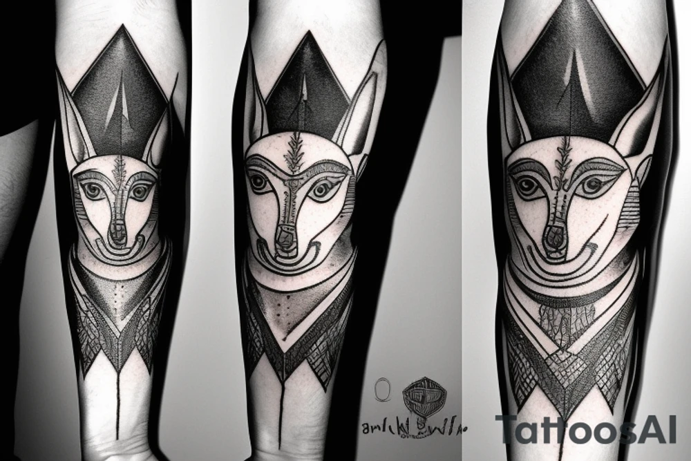 Anubis with the pyramids and the moon tattoo idea