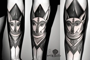 Anubis with the pyramids and the moon tattoo idea