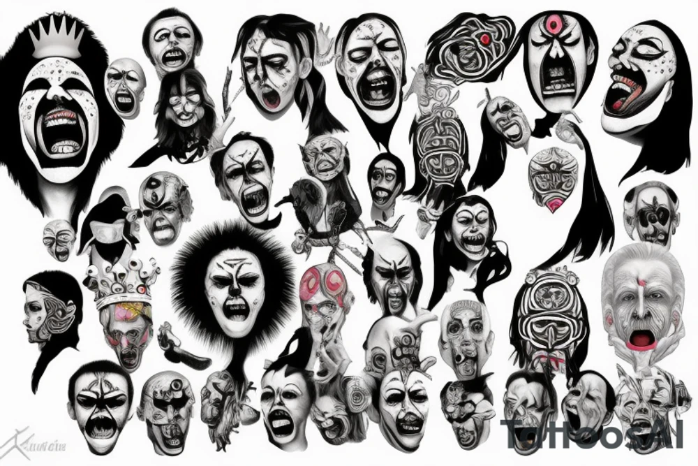 English band "King Crimson" screaming face tattoo idea