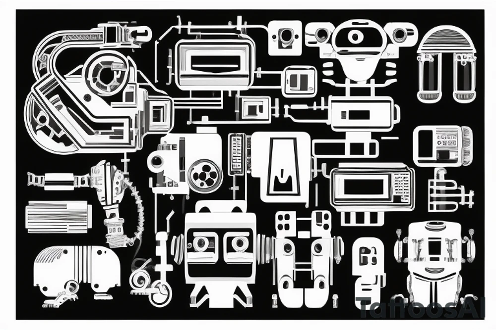 bionic robot machine architecture electronic design tattoo idea