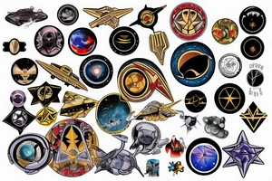 star trek badge over atom tattoo idea