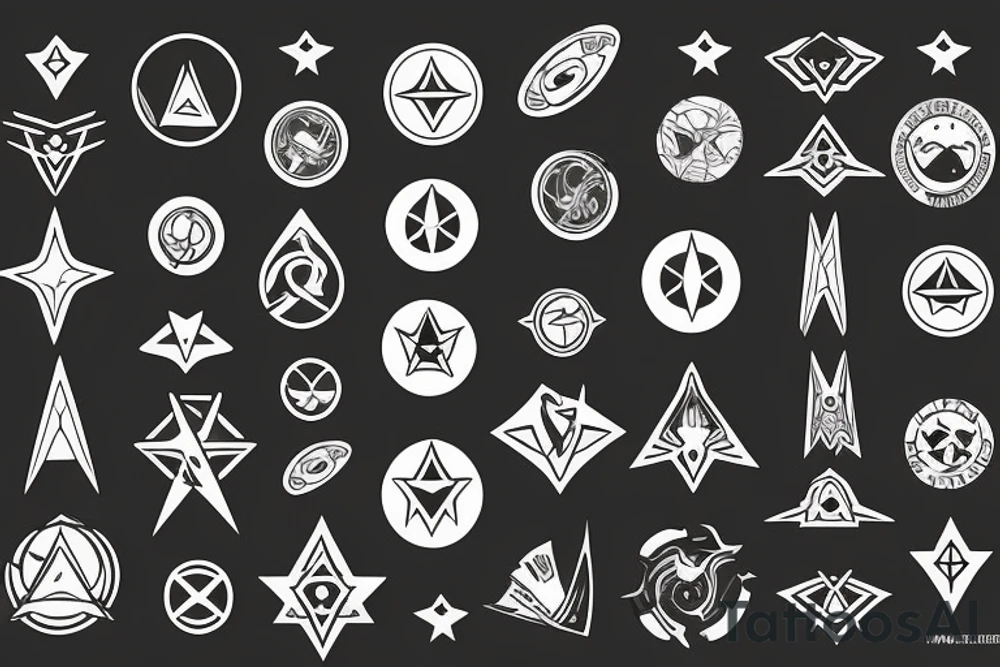 star trek badge over atom tattoo idea