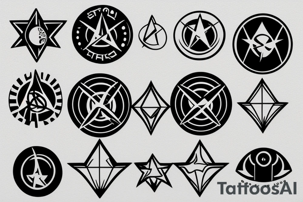 star trek badge over atom tattoo idea