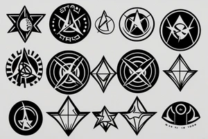 star trek badge over atom tattoo idea