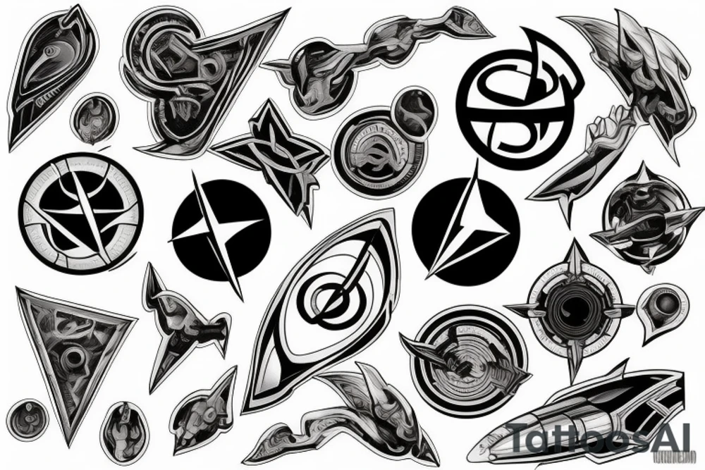 trek insignia over atom diagram tattoo idea