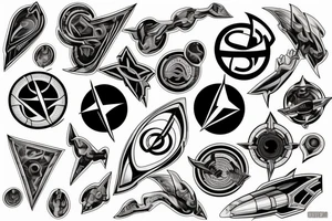 trek insignia over atom diagram tattoo idea