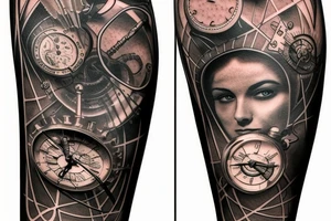 science clockwork sword sleeve tattoo idea