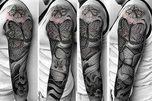 time clockwork butterfly sleeve tattoo idea