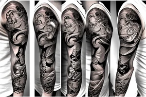 clockwork butterfly sleeve tattoo idea