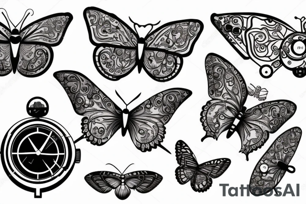 clockwork butterfly tattoo idea