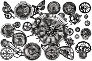 clockwork cogs electricity butterfly tattoo idea