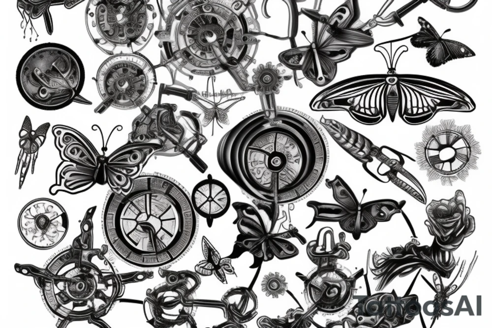 cogs electricity butterfly tattoo idea