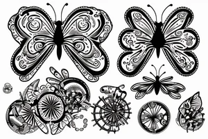 cogs atomic butterfly tattoo idea
