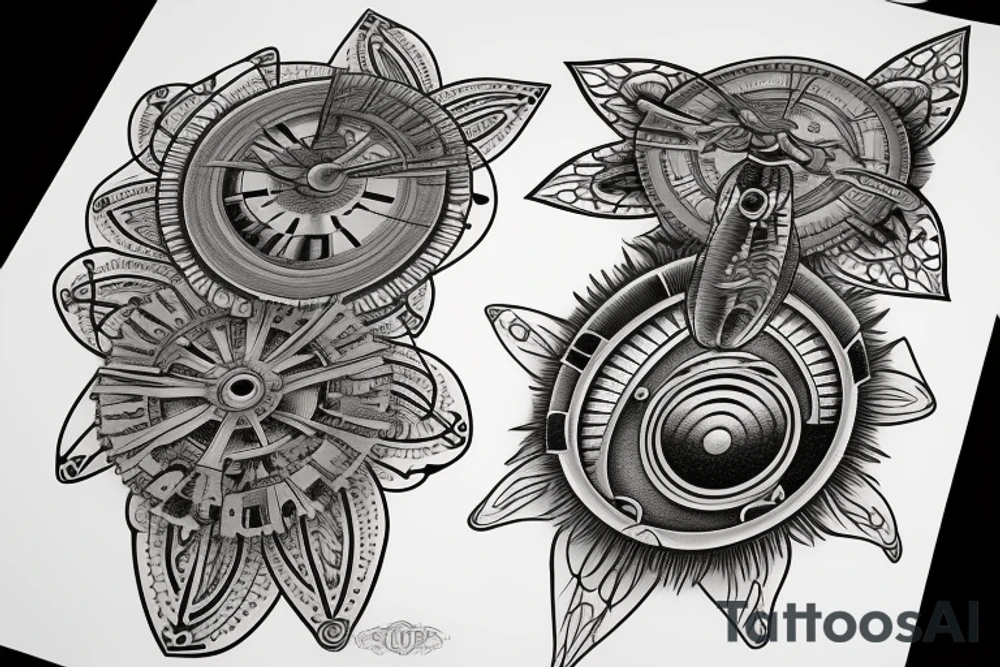 clockwork atomic butterfly tattoo idea