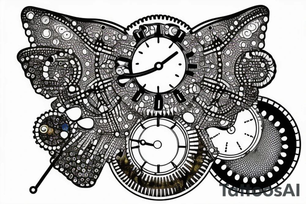 clockwork atomic butterfly tattoo idea