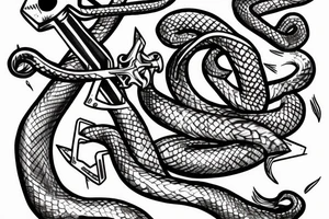 evil snake with a wrench tattoo idea