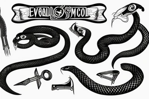 evil snake with a wrench tattoo idea