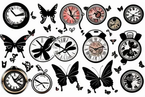 clocks atomic butterfly tattoo idea