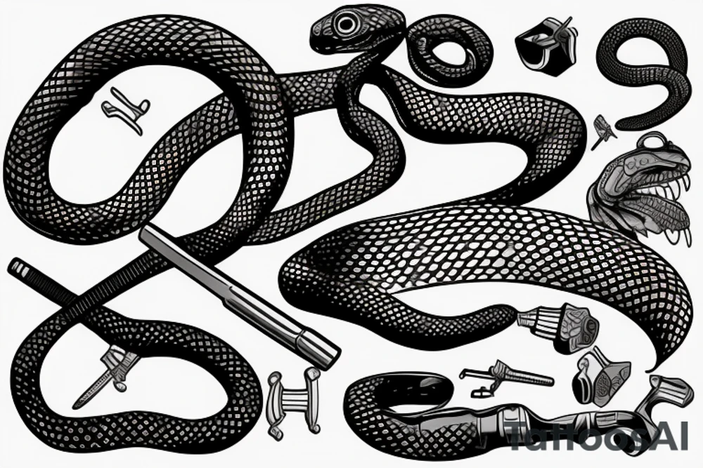 snake with a wrench tattoo idea