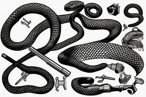 snake with a wrench tattoo idea