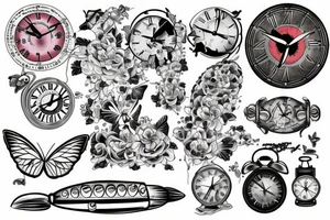clocks atomic butterfly tattoo idea