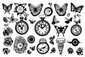 clocks atomic butterfly tattoo idea