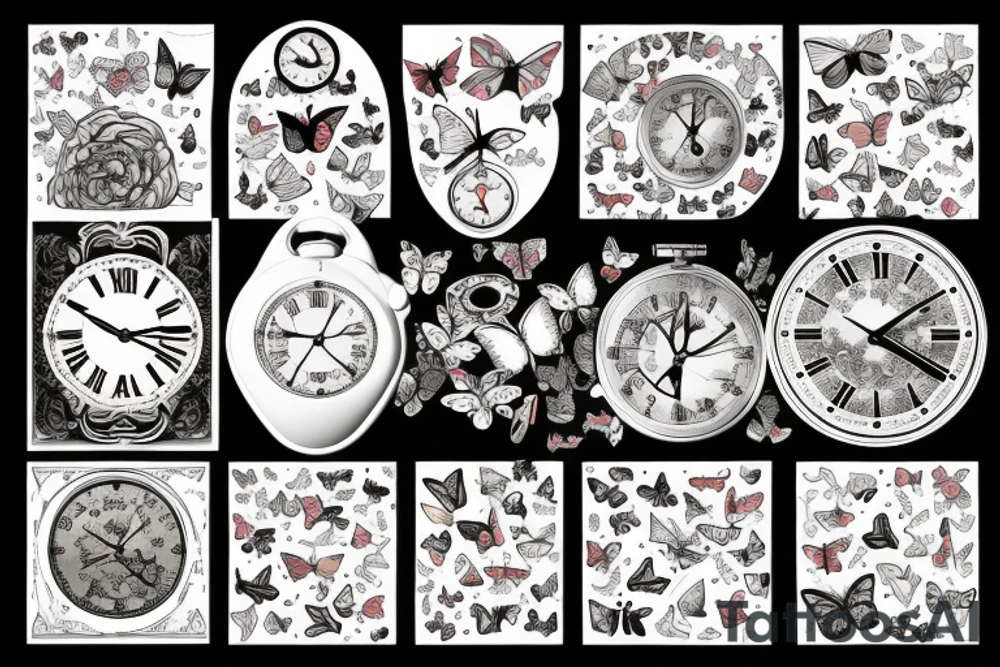 clocks dripping butterfly tattoo idea