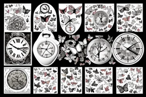 clocks dripping butterfly tattoo idea