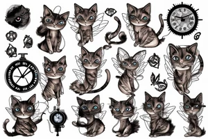 clockwork fairy cat tattoo idea