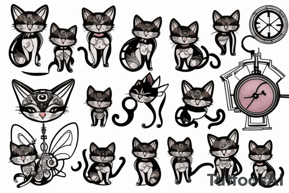 clockwork fairy kitten tattoo idea