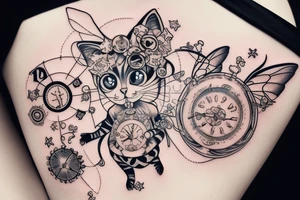 clockwork fairy kitten tattoo idea