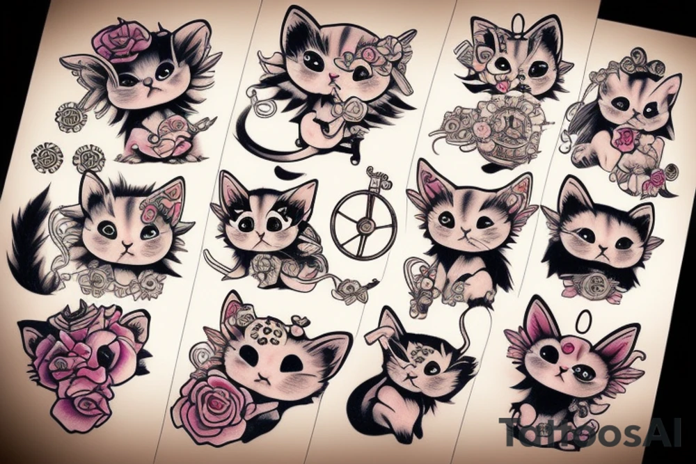 clockwork fairy kitten tattoo idea