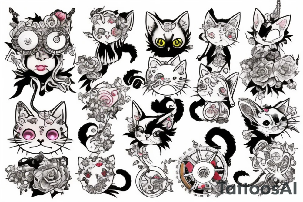 clockwork fairy kitten tattoo idea