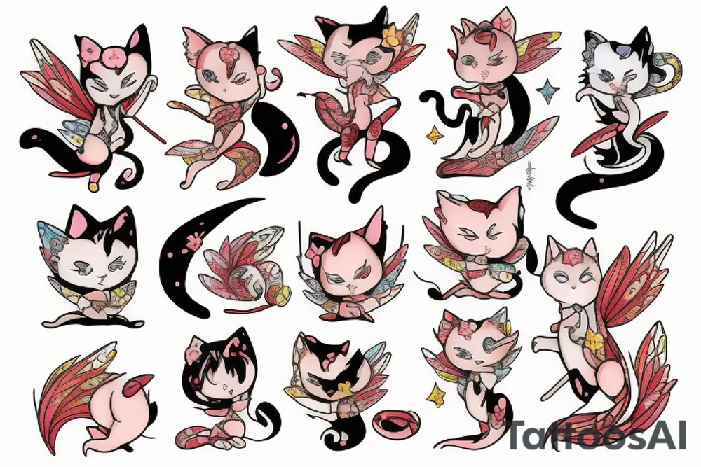 fire fairy kitten tattoo idea
