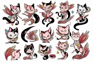 fire fairy kitten tattoo idea