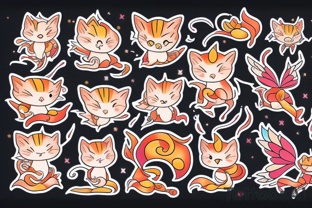 fire fairy kitten tattoo idea