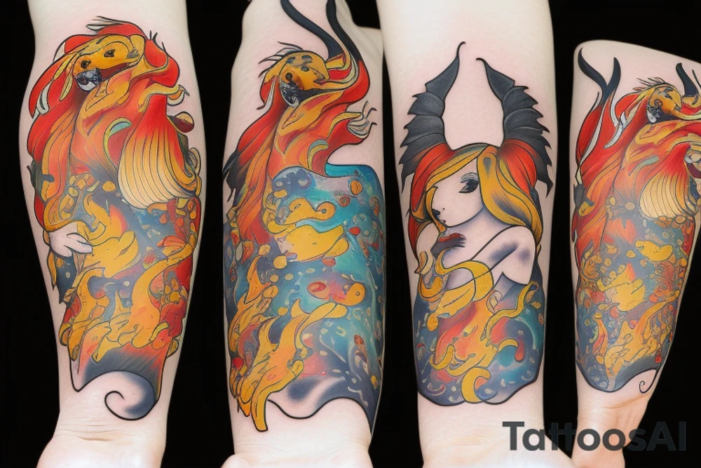 fire fairy dachshund tattoo idea