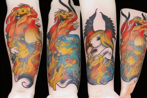 fire fairy dachshund tattoo idea