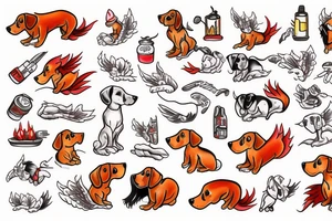 fire fairy dachshund tattoo idea
