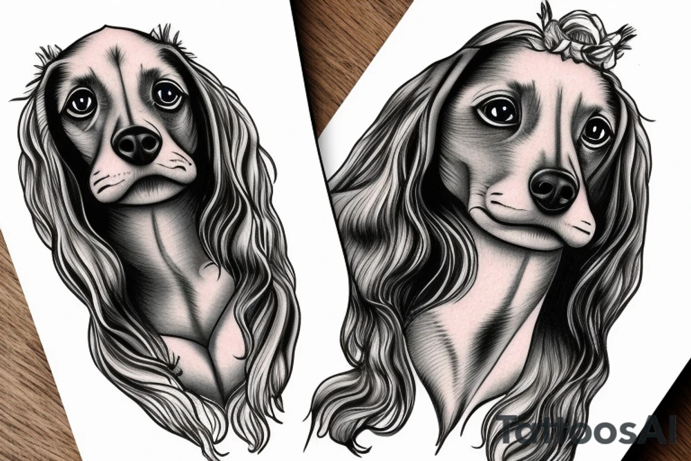 long haired dachshund angel tattoo idea