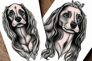 long haired dachshund angel tattoo idea